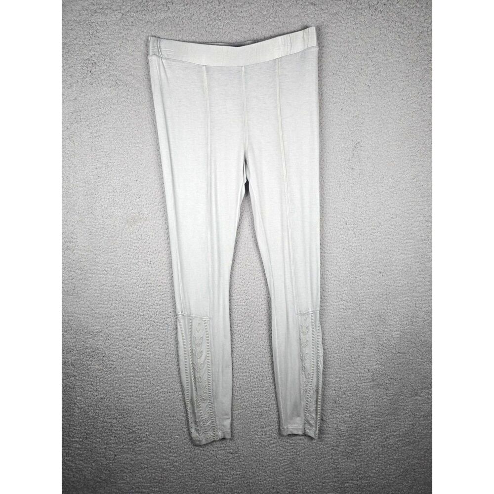 Mind Set by XCVI Gray Cropped Pants M Rayon Crochet Embroidered Pull On